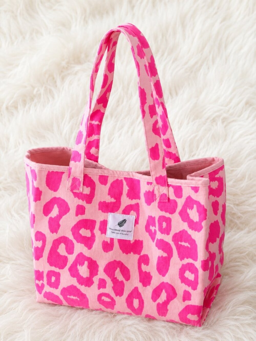 Pink Leopard Print Tote Bag – Large Canvas Shoulder Bag Hot Pink Animal Print